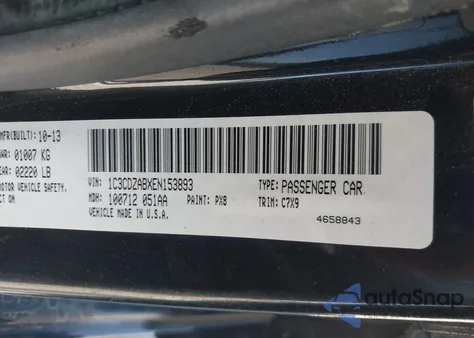 2014 Dodge Avenger Se из США, поврежденный, VIN 1C3CDZABXEN153893